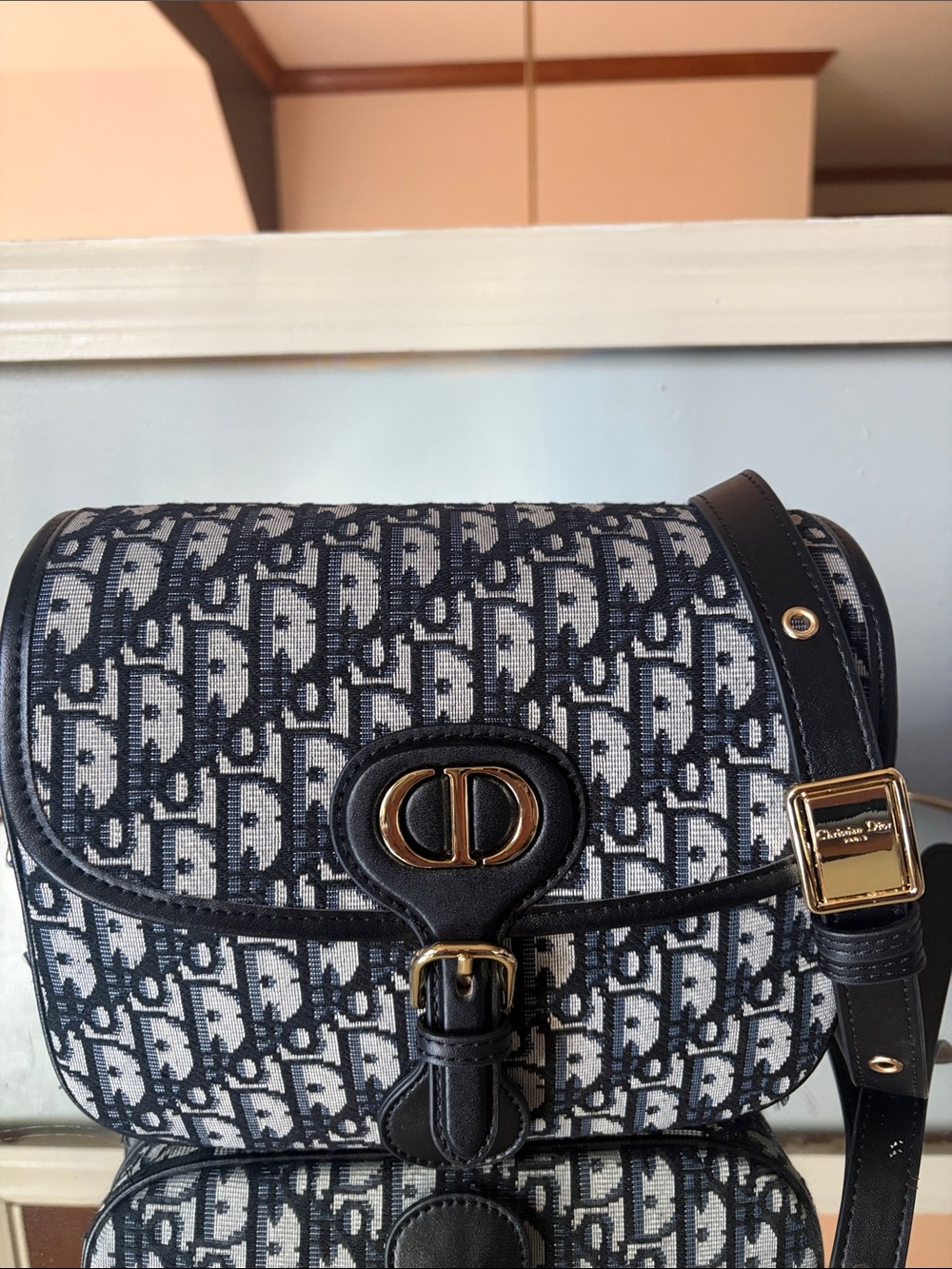 Dior Navy and Cream Oblique Monogram Crossbody Bag